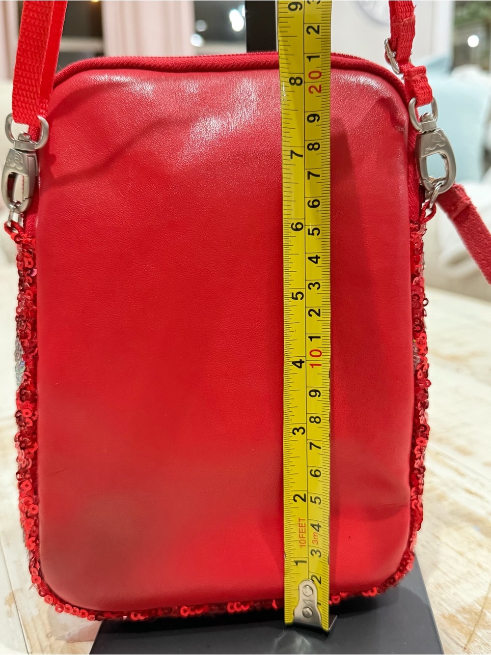 Disney Parks Red Sequins Polka Dot Crossbody Bag Red and White Minnie Mouse - Picture 12 of 14
